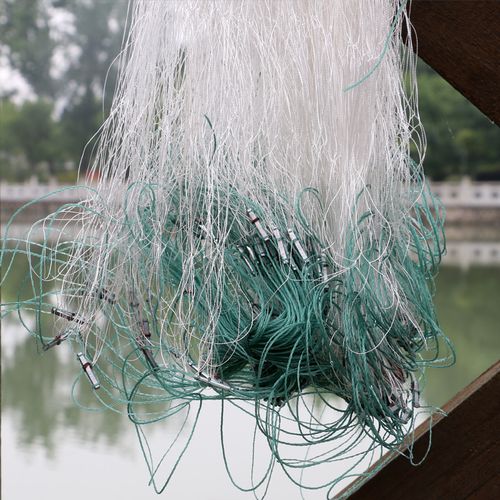 尼龙网捕鱼丝网加粗渔网沾网尼龙线粘网手工三层鱼网鱼塘水库沉网