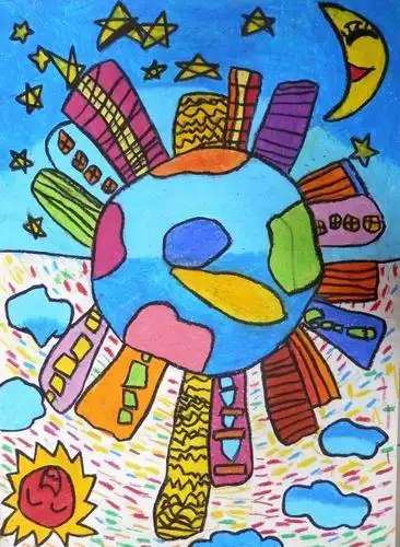 《美丽的地球》/少儿绘画作品/儿童画/网络美术馆_中国少儿美术教育网