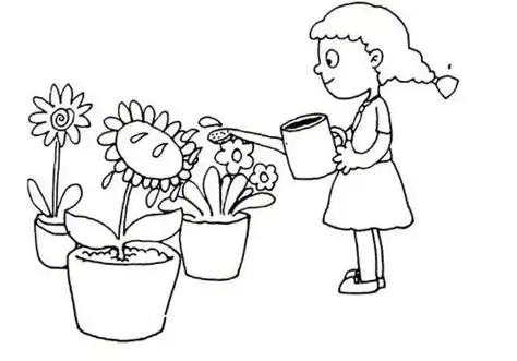 人物浇树的简笔画