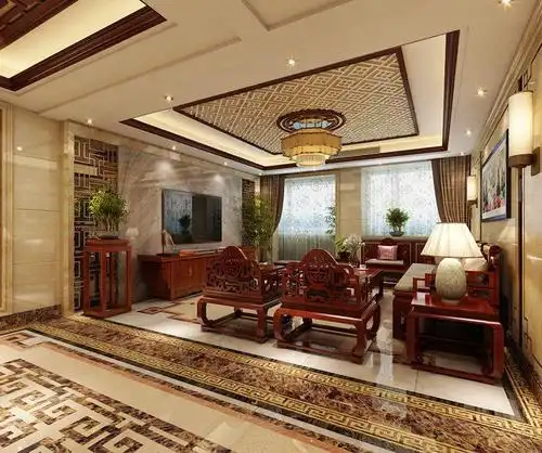 中式风格二居室客厅吊顶装修效果图欣赏#591509893