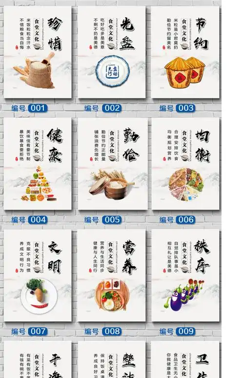 [诺森正版]饮食堂文化企业标语光盘节约粮食挂画贴图餐厅饭馆饭店装饰