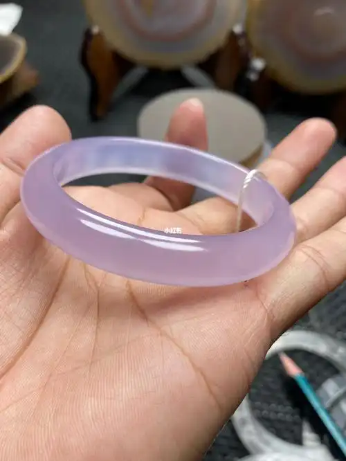 超仙纯色冰透紫罗兰玛瑙手镯55