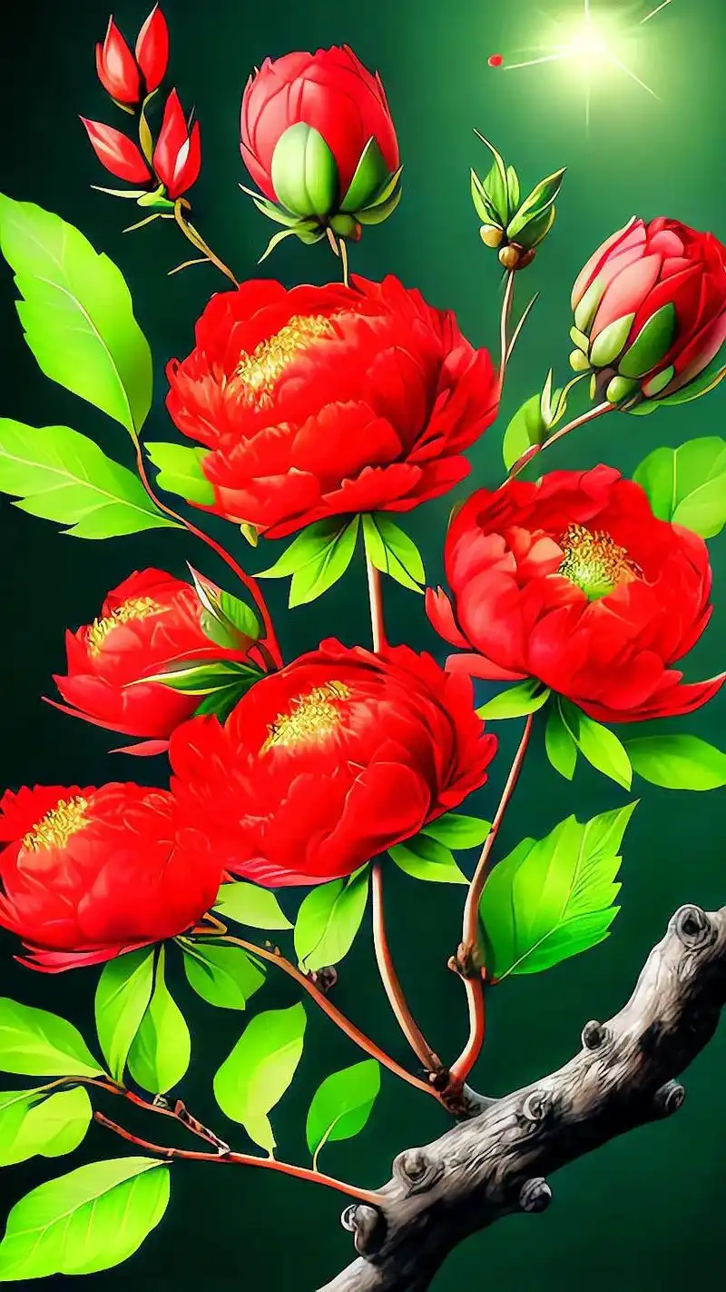 红色牡丹花花开富贵,红红火火,鸿运当头.祝大家2 0 2 3 - 抖音