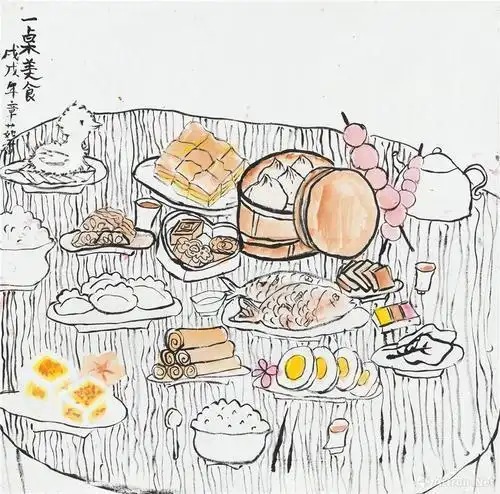 一桌好吃的简笔画