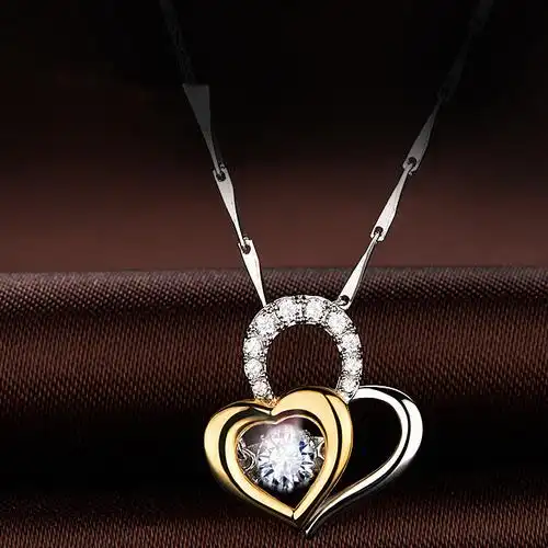 灵动心形银项链女 s925银吊坠情人节礼物生日礼品 银饰品一件代发图片