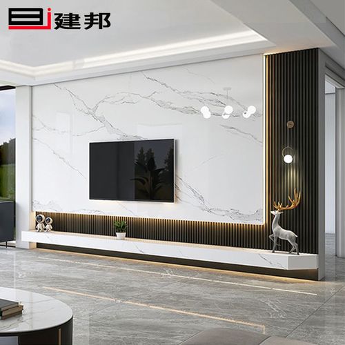 2022款岩板电视背景墙悬空客厅大理石瓷砖简约现代轻奢影视墙装饰
