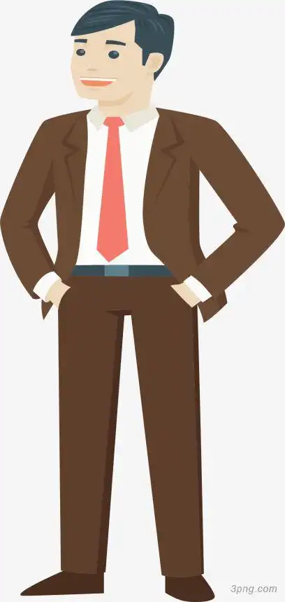 双手插兜商务小人png素材透明免抠图片动植人物