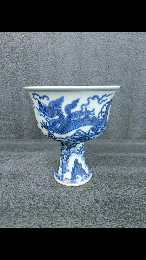明代宣德青花龙纹高足杯#精品#古玩#古玩收藏