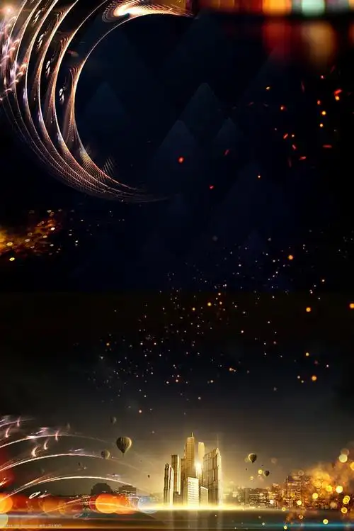黑金商务简约城市建筑火星光效海报图片-图行天下图库