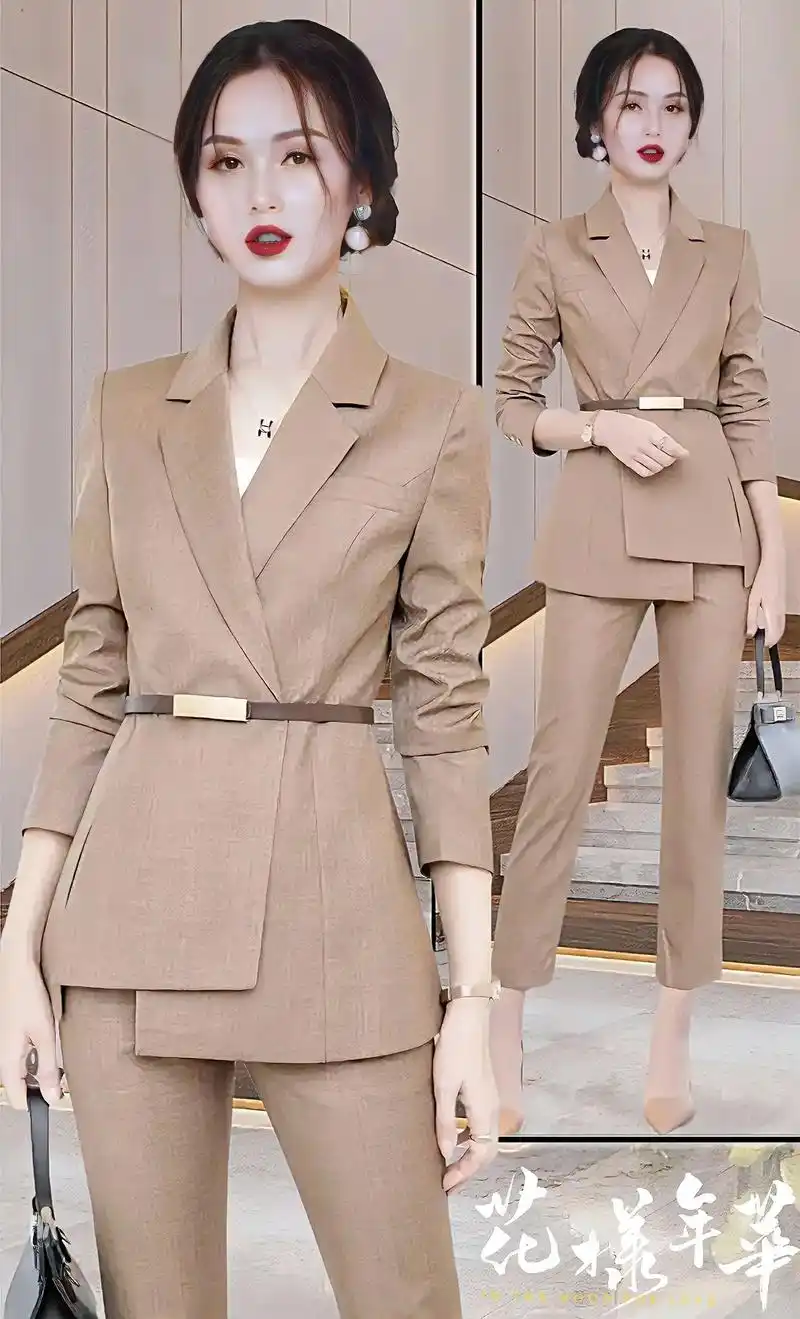 高级感名媛女神气质总裁商务西装套装时尚职业装主持人女装工作服!