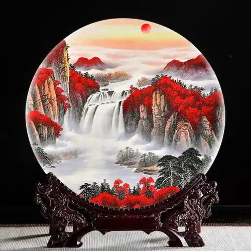 5d钻石画2021新款客厅满钻鸿运当头十字绣圆形山水水晶点贴钻砖石