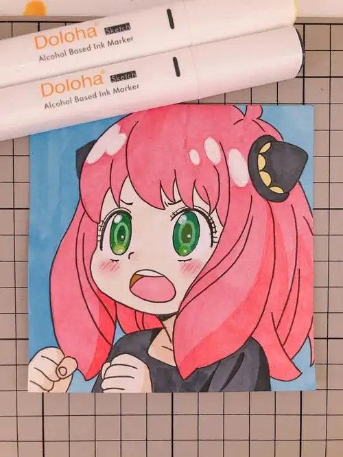 第271幅阿尼亚卡通画马克笔手绘附步骤图