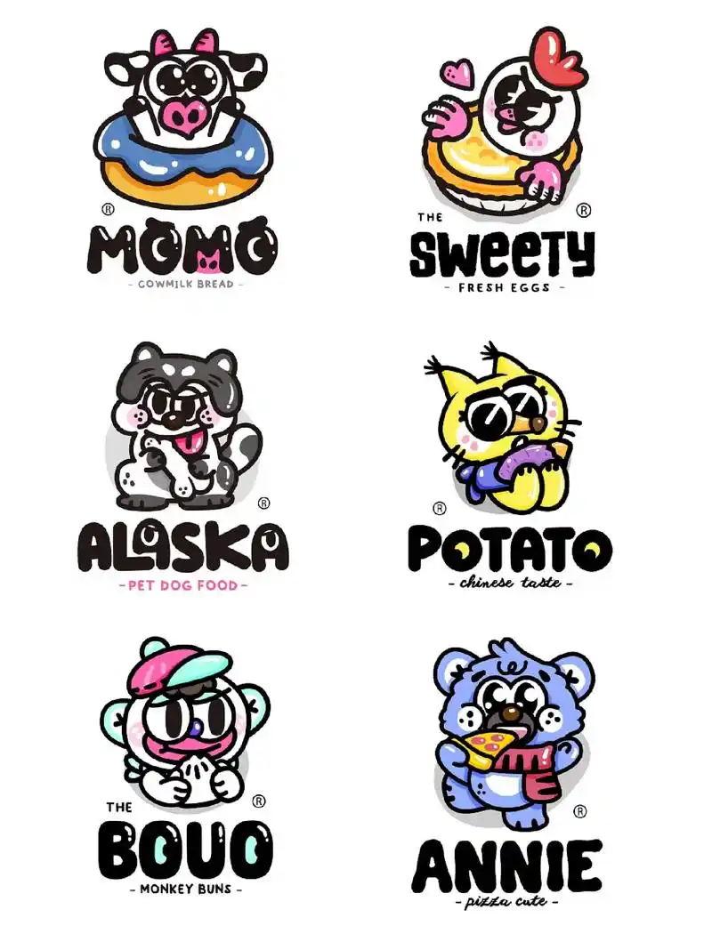 可可爱爱的卡通形象logo设计