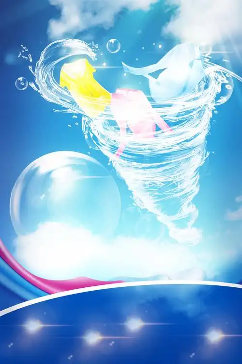 蓝天白云创意广告洗衣龙卷风背景素材