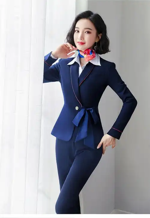 职业装女西服套装2019秋季新款气质女神范美容院前台工作服女工装