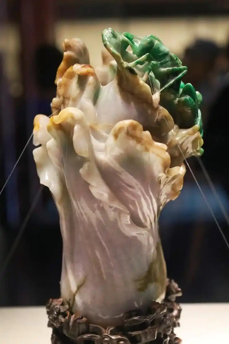 翡翠白菜,值得一来 翡翠蝈蝈白菜(清) 拍摄于天津博物馆,镇馆之宝之一
