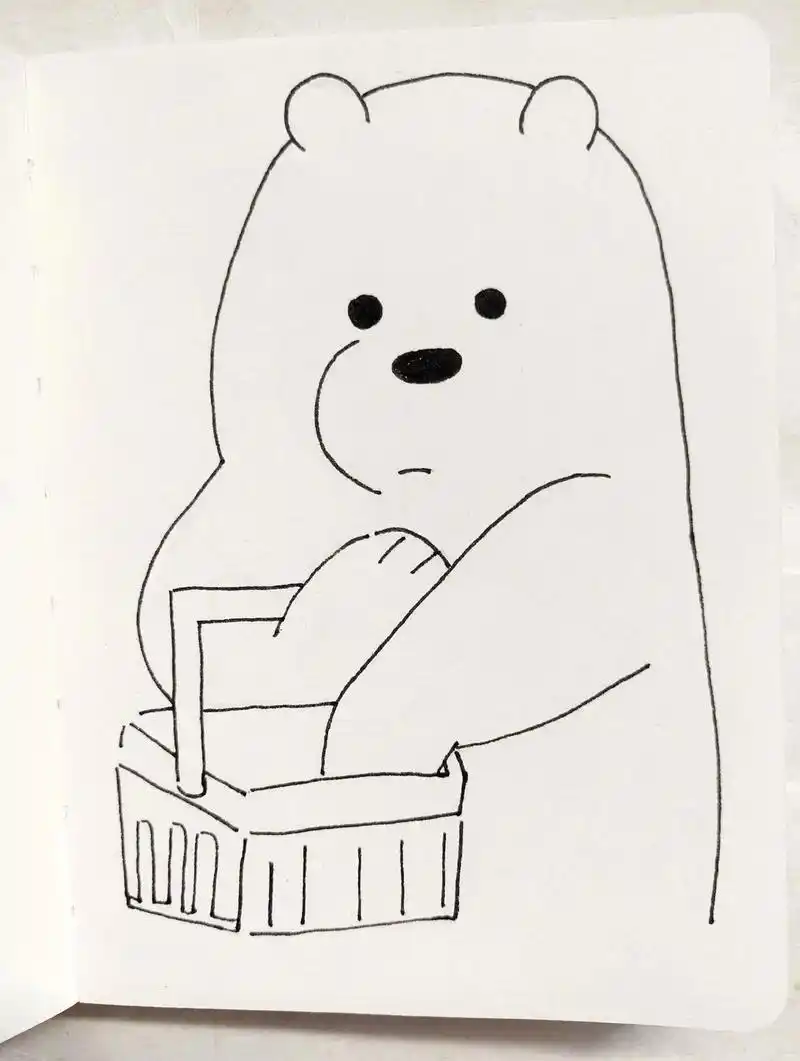 谁会拒绝可爱的白熊#画画 #临摹 #简笔画 #一起学画画  - 抖音