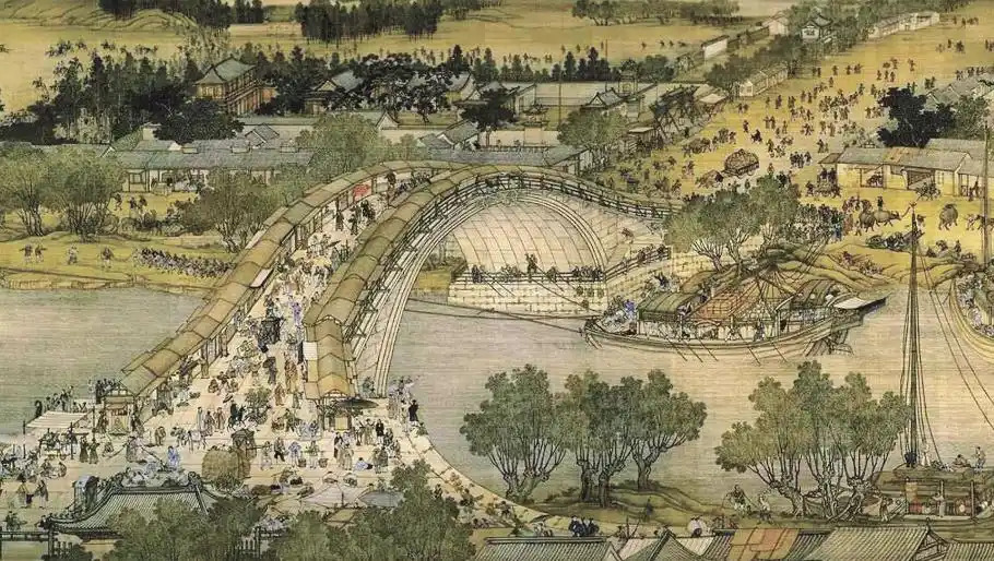 《清明上河图》放大50倍,展现出有趣细节,看树下乘凉的人在干嘛?