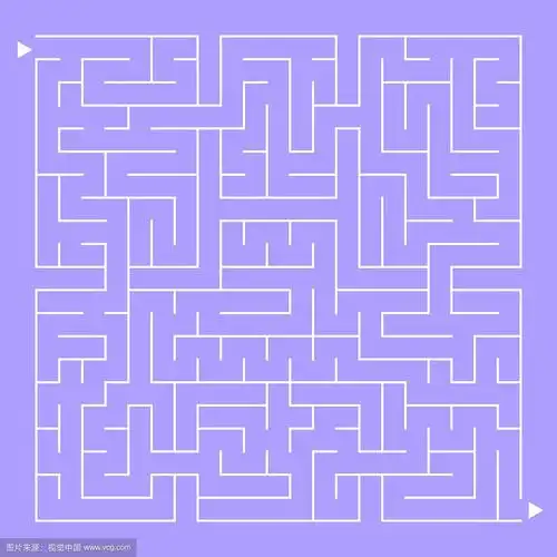 抽象复杂正方形孤立迷宫白