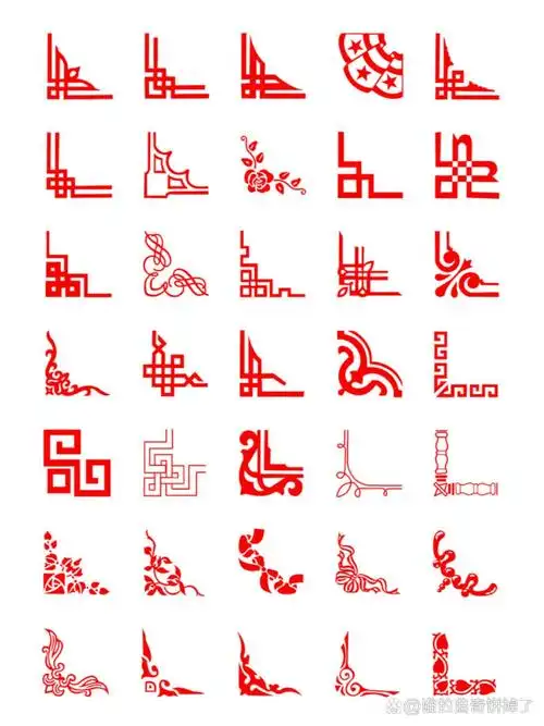 中国风传统边角花纹纹理 今天分享几组中式古典复古边角花纹纹理图案