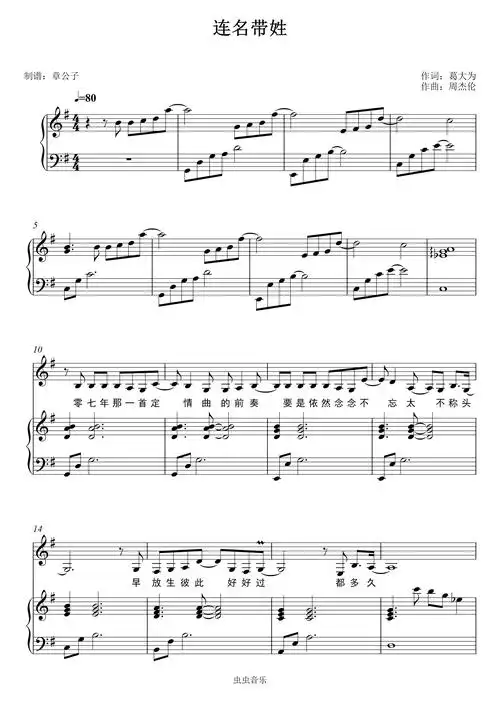 《连名带姓》- 张惠妹 g调弹唱(伴奏)谱