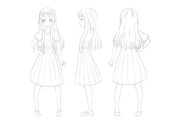 三视图-动漫人物立绘-小女孩