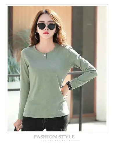 高品质秋季纯棉长袖t恤女2021新款秋季外穿长袖t恤女新款女装韩版秋