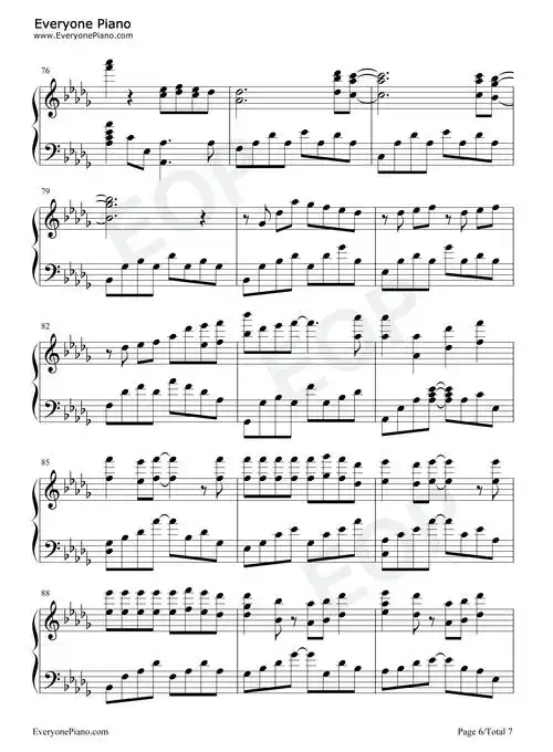 美人鱼-周杰伦五线谱预览6-钢琴谱文件(五线谱,双手简谱,数字谱,midi