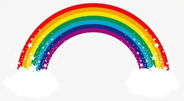 彩虹插画星星素材矢量