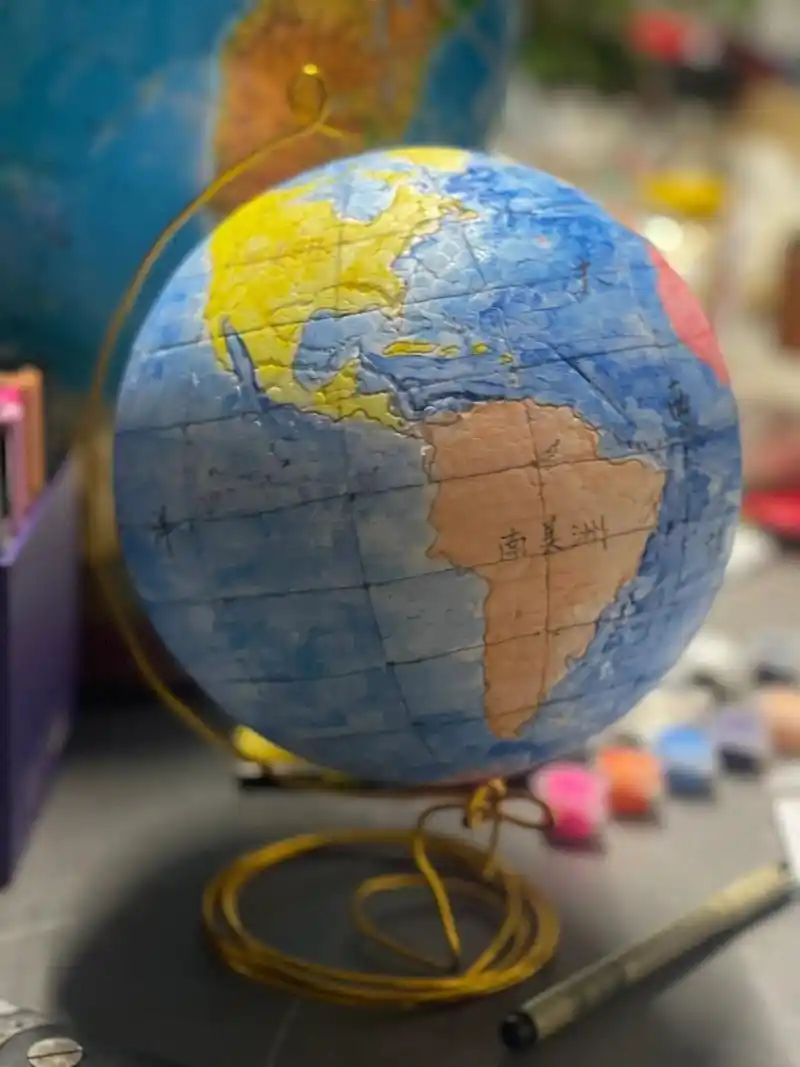 自制地球仪 几个快速的要点 99纬线拿圆规画最快 99经线拿牙签插