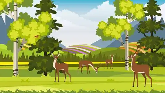 卡通低温美丽的矢量景观与绿色公园照片