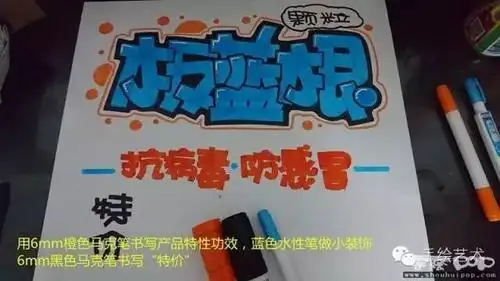 图文教程板蓝根颗粒特价pop制作过程