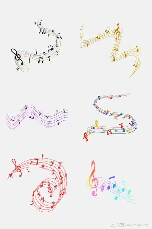 简洁五线谱音符音乐免抠元素素材