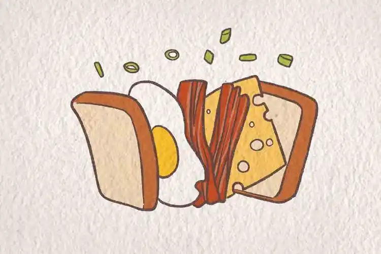 三明治简笔画,三明治图片
