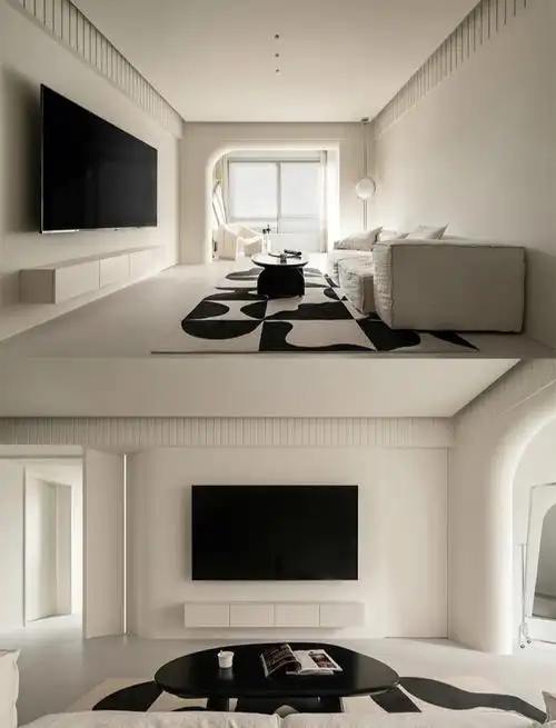 有色乳胶漆石膏板打造电视背景墙