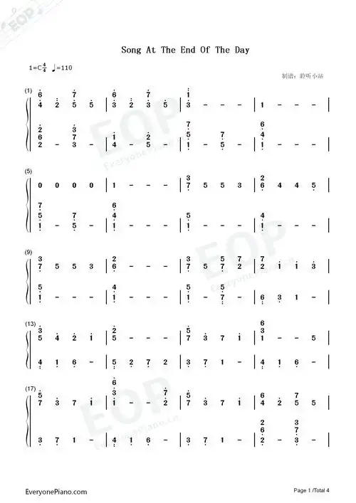 at the end of the day-secret garden-神秘园双手简谱预览1-钢琴谱