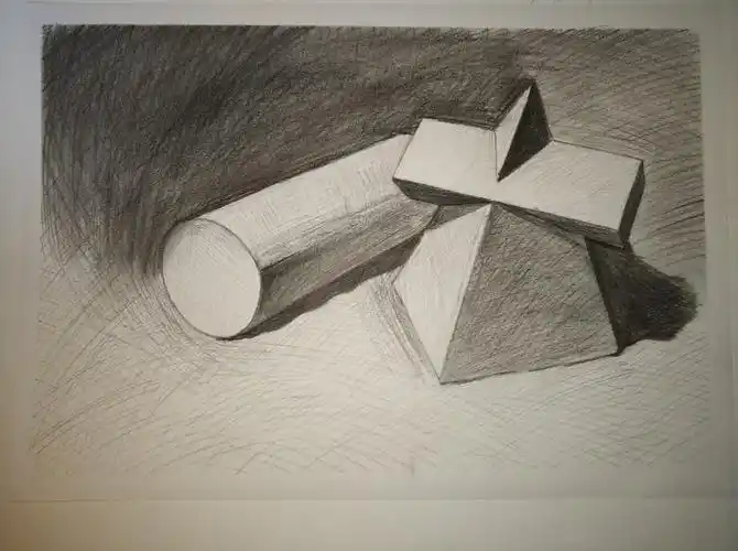 素描暑假作业4:两个几何体静物组合