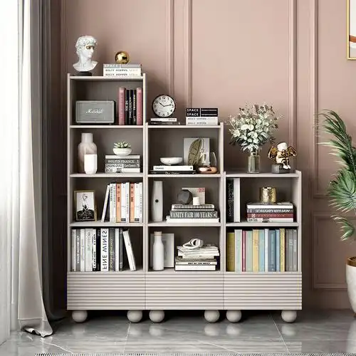 北欧书柜落地靠墙客厅儿童房展示柜简易