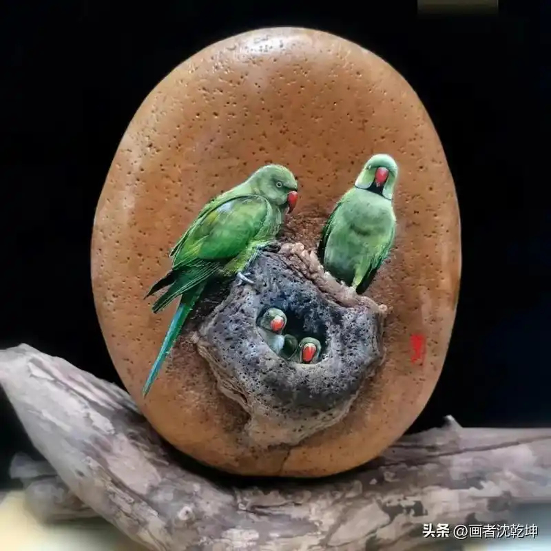 滑石上彩绘#石头画创意作品 #难得一见 #好的作品都是有灵魂 - 抖音