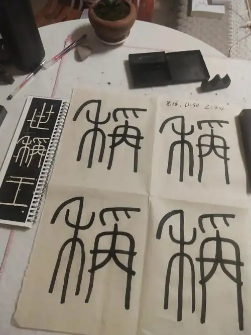 书法小白学习篆书366066第1天画笔画多的字