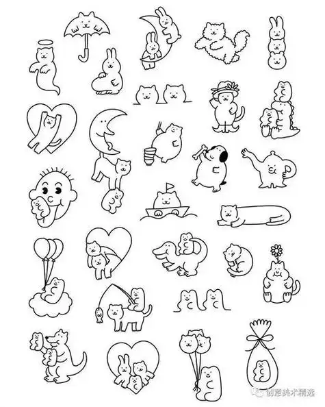 100个可爱元素简笔画手账素材