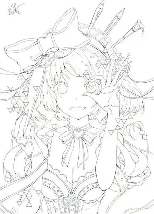 动漫人物线稿,画画临摹