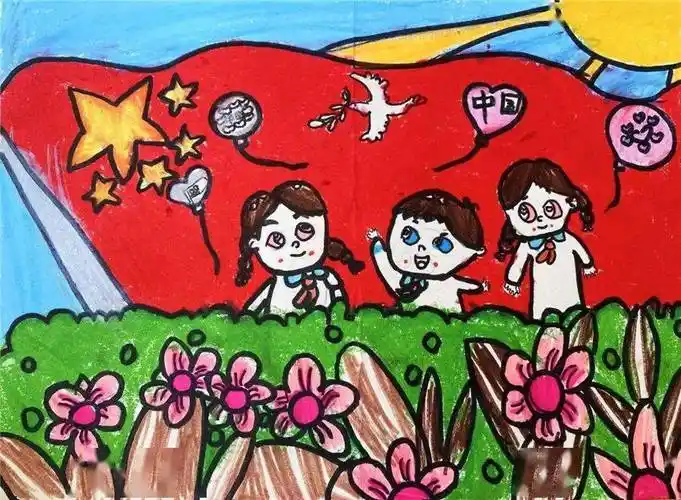 儿童画《建团百年》王楚淇烟台星海艺术学校儿童画《万里长城》邢熙汶