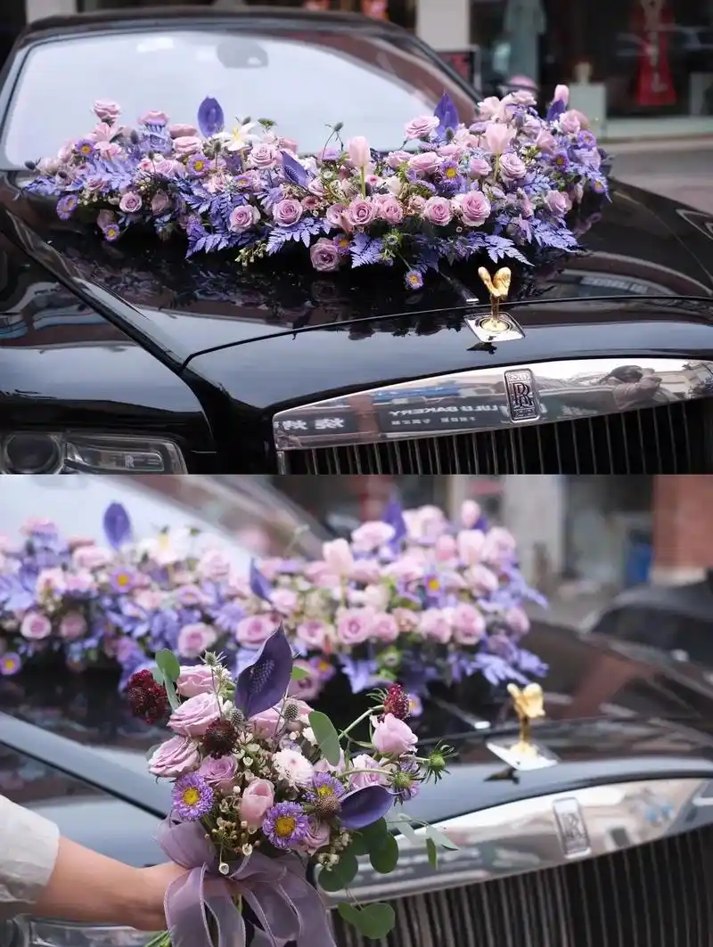 婚车图片合集."想和你结婚,在这个秋天"#婚车花艺 #青岛禧 - 抖音