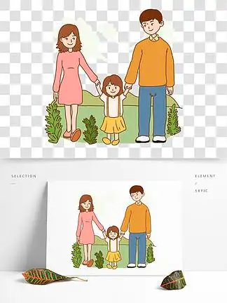 i>一 /i> i>家 /i> i>三 /i> i>口 /i>春日出游 i>手 /i> i>绘 /i> i