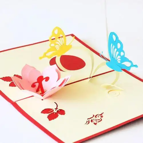蝴蝶和花 教师节立体贺卡3d手工中国风定制创意礼品卡片明信片