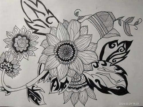 第六周课后作业 圆形构图借换创意线描画