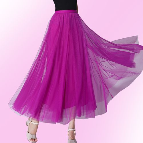 广场舞服装大摆半身长裙现代现代新新款舞蹈老师纱裙广场舞半身裙