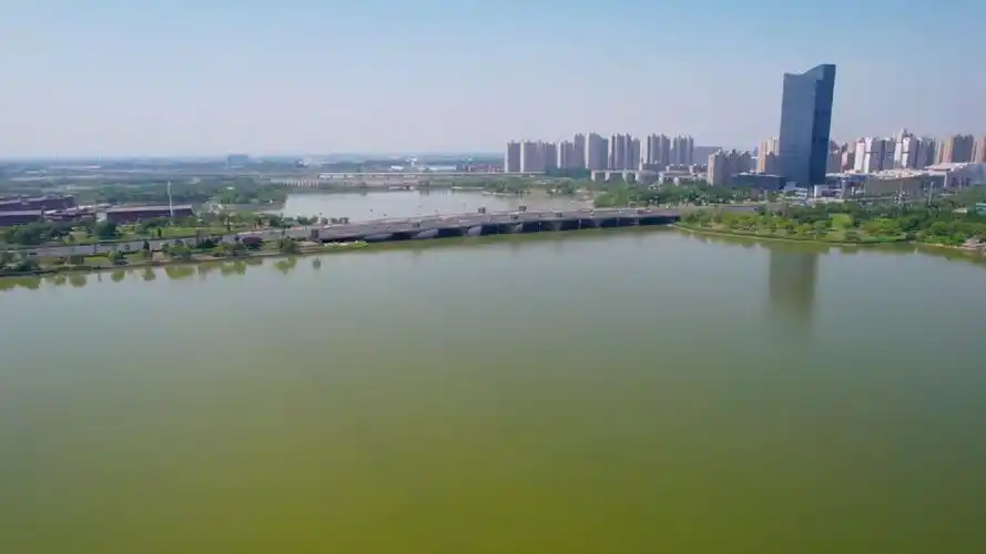 航拍开封西湖(晋安路段)夏日美景