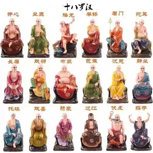 十八罗汉的简介十八罗汉佛像伏龙罗汉骑龙罗汉雕像工艺品摆件